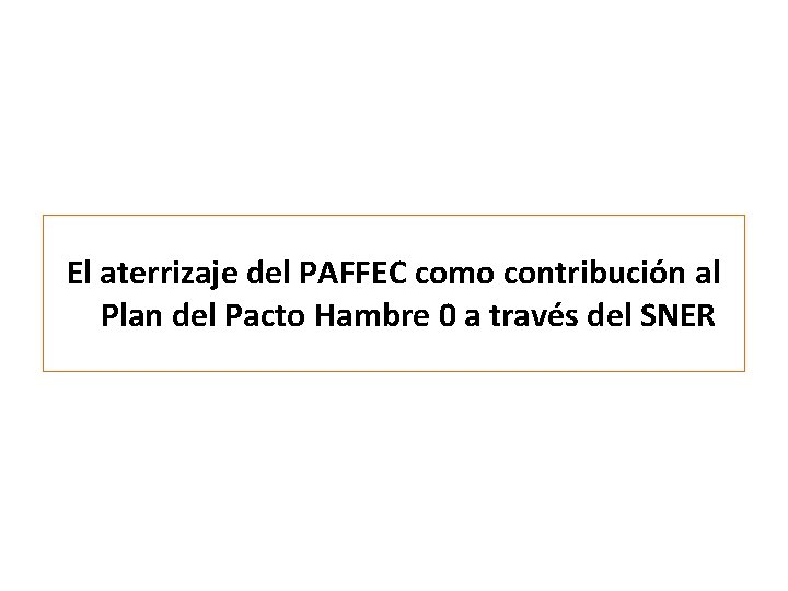 El aterrizaje del PAFFEC como contribución al Plan del Pacto Hambre 0 a través