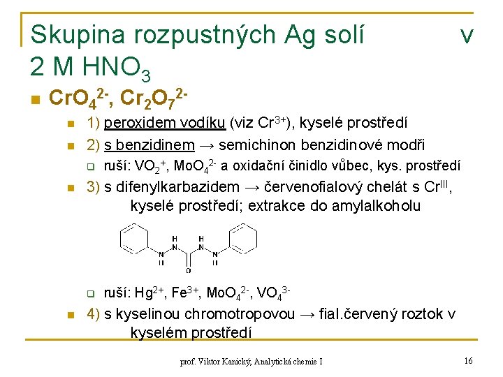 Skupina rozpustných Ag solí 2 M HNO 3 n v Cr. O 42 -,