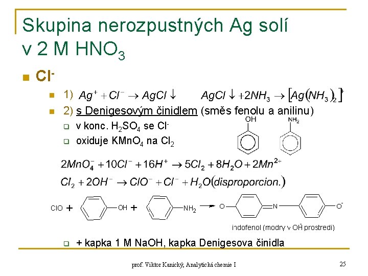 Skupina nerozpustných Ag solí v 2 M HNO 3 n Cln n 1) 2)