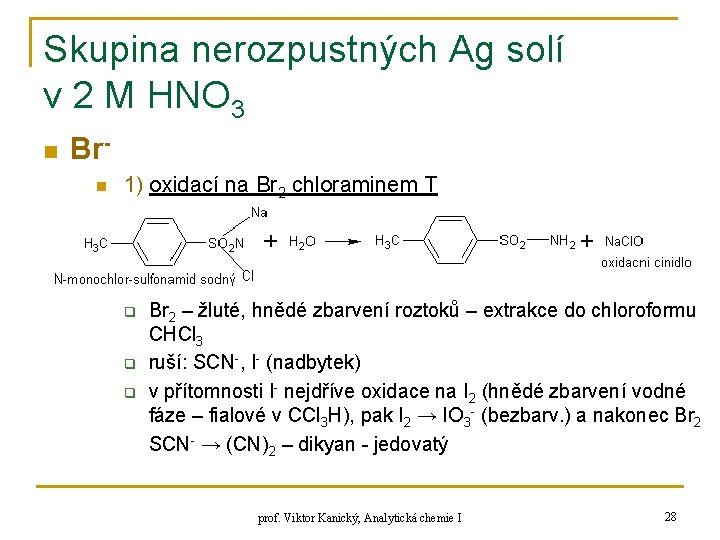 Skupina nerozpustných Ag solí v 2 M HNO 3 n Brn 1) oxidací na