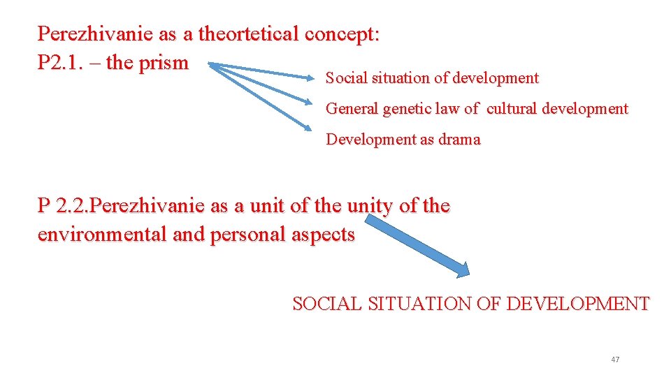 Perezhivanie as a theortetical concept: P 2. 1. – the prism Social situation of