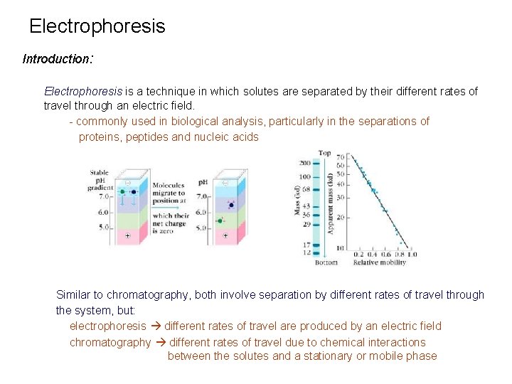 Electrophoresis Introduction: Electrophoresis is a technique in which solutes are separated by their different