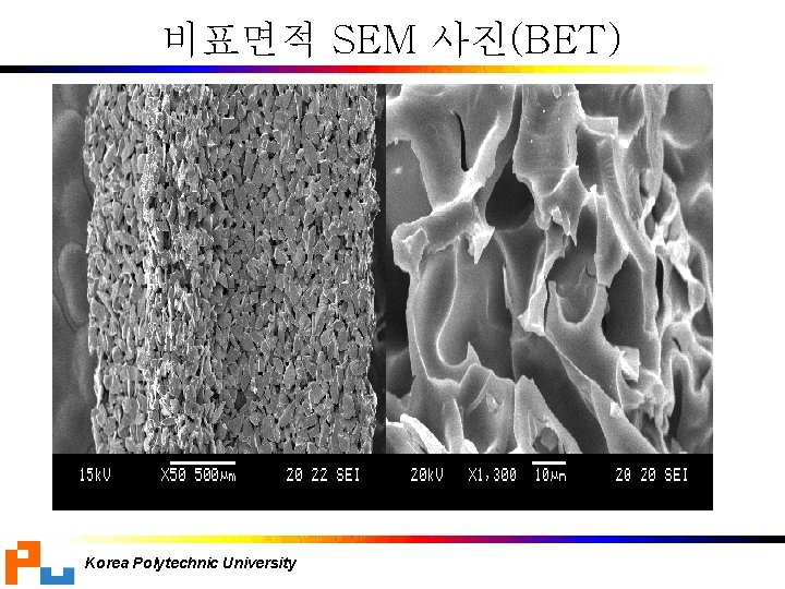 비표면적 SEM 사진(BET) Korea Polytechnic University 