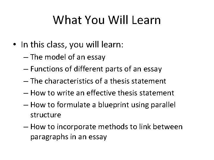 What You Will Learn • In this class, you will learn: – The model