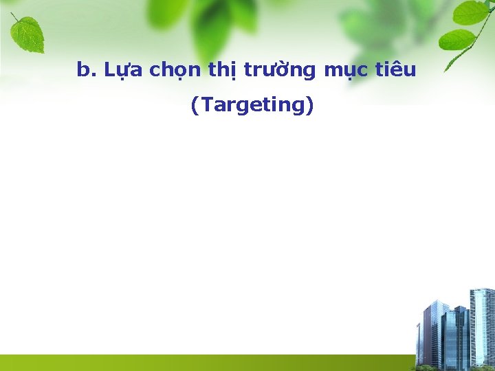 b. Lựa chọn thị trường mục tiêu (Targeting) 