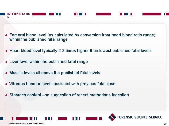 INTERPRETATIO N Femoral blood level (as calculated by conversion from heart blood ratio range)