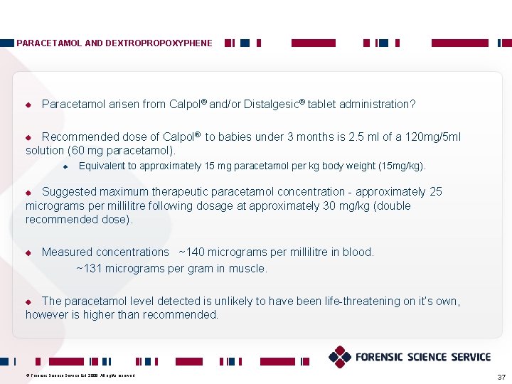 PARACETAMOL AND DEXTROPROPOXYPHENE Paracetamol arisen from Calpol® and/or Distalgesic® tablet administration? Recommended dose of