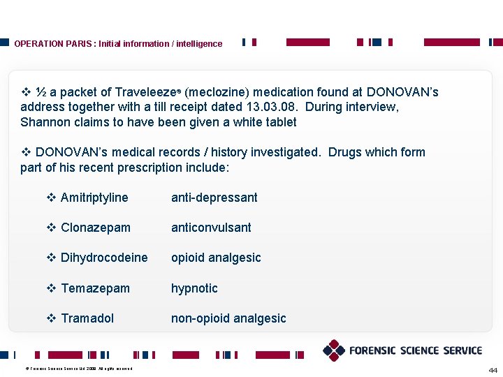 OPERATION PARIS : Initial information / intelligence v ½ a packet of Traveleeze® (meclozine) OPERATION PARIS : Initial information / intelligence v ½ a packet of Traveleeze® (meclozine)