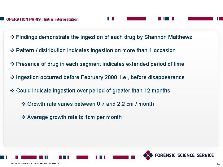 OPERATION PARIS : Initial interpretation v Findings demonstrate the ingestion of each drug by OPERATION PARIS : Initial interpretation v Findings demonstrate the ingestion of each drug by