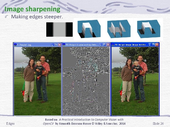 Image sharpening Making edges steeper. Demo (Sharpening. twk) Edges Based on A Practical Introduction