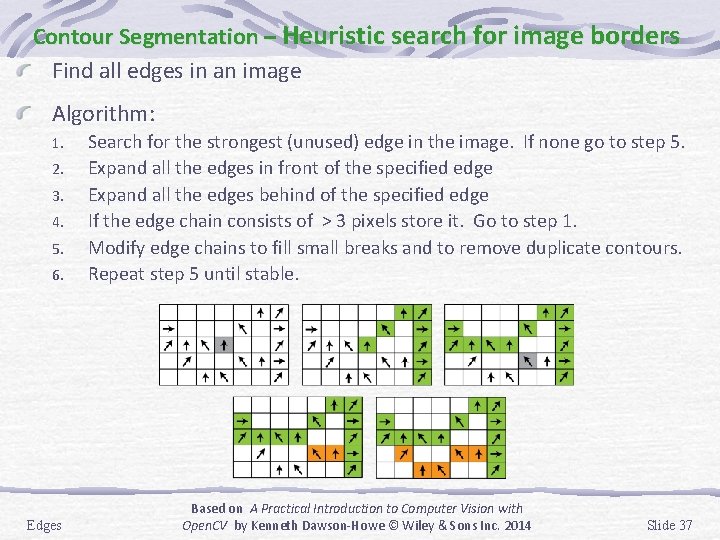 Contour Segmentation – Heuristic search for image borders Find all edges in an image