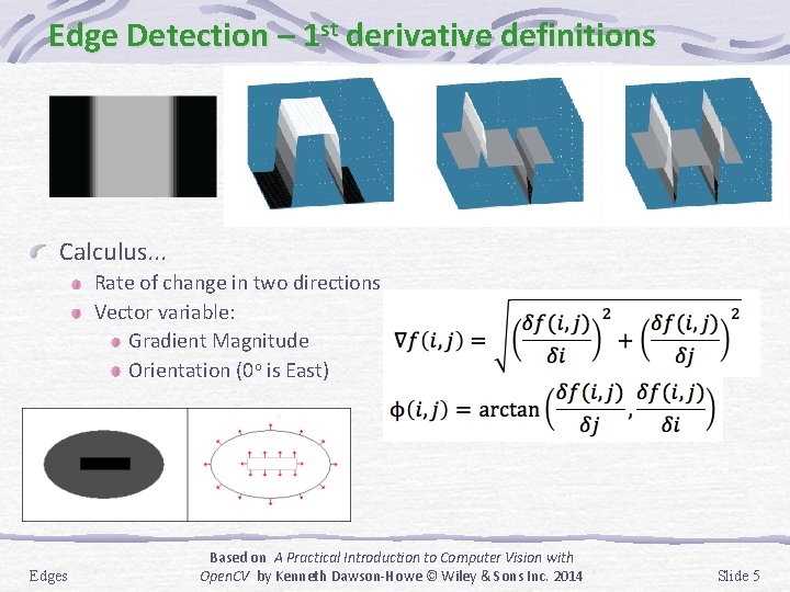 Edge Detection – 1 st derivative definitions Calculus. . . Rate of change in