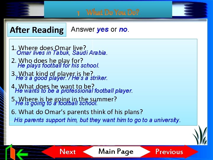 After Reading Answer yes or no. 1. Where does Omar live? Omar lives in