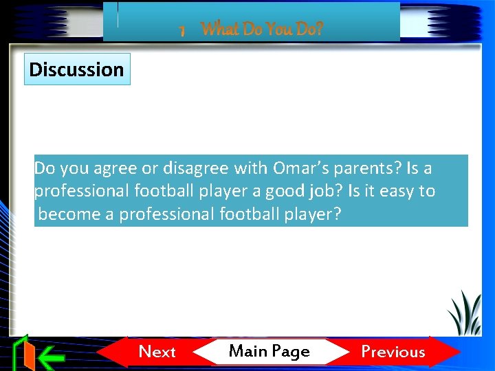Discussion Do you agree or disagree with Omar’s parents? Is a professional football player