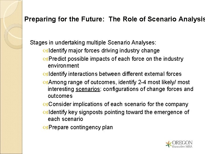 Preparing for the Future: The Role of Scenario Analysis Stages in undertaking multiple Scenario