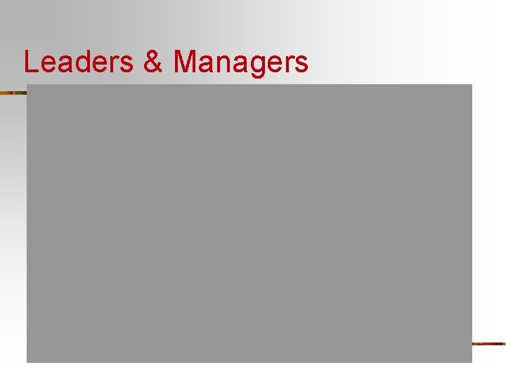 Leaders & Managers 