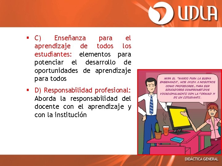 § C) Enseñanza para el aprendizaje de todos los estudiantes: elementos para potenciar el