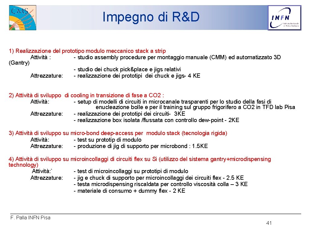 Impegno di R&D 1) Realizzazione del prototipo modulo meccanico stack a strip Attività :