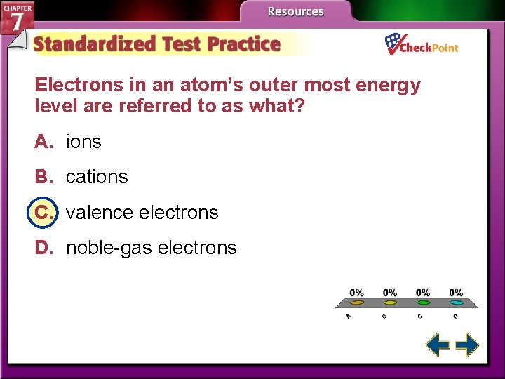 Electrons in an atom’s outer most energy level are referred to as what? A.
