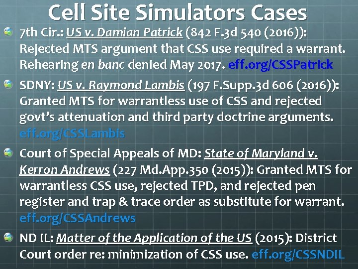 Cell Site Simulators Cases 7 th Cir. : US v. Damian Patrick (842 F.