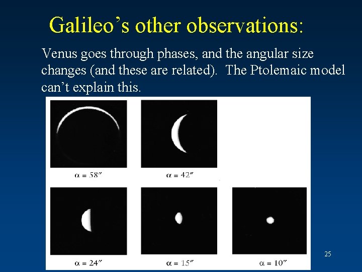 Galileo’s other observations: Venus goes through phases, and the angular size changes (and these