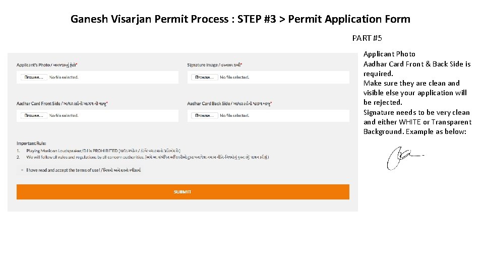 Ganesh Visarjan Permit Process : STEP #3 > Permit Application Form PART #5 •