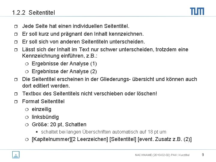 1. 2. 2 Seitentitel r r r r Jede Seite hat einen individuellen Seitentitel.