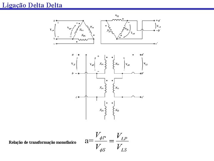 Ligação Delta Relação de transformação monofásico 