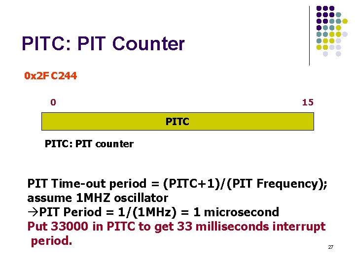 PITC: PIT Counter 0 x 2 F C 244 0 15 PITC: PIT counter