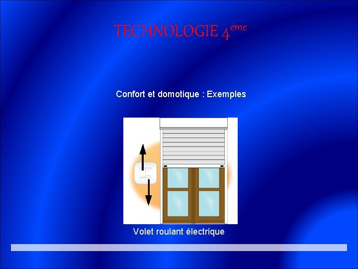 TECHNOLOGIE 4ème Confort et domotique : Exemples Volet roulant électrique 