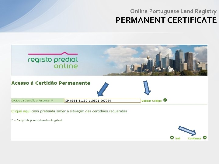 Online Portuguese Land Registry PERMANENT CERTIFICATE 