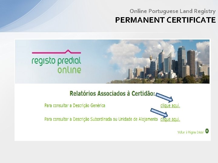 Online Portuguese Land Registry PERMANENT CERTIFICATE 