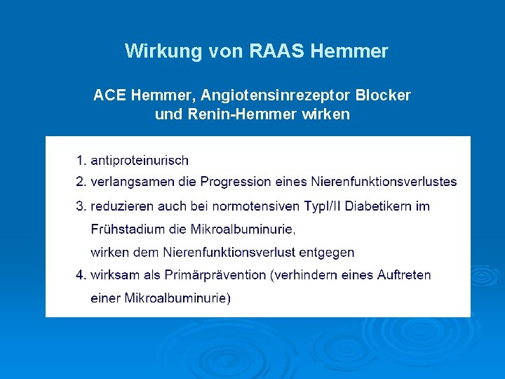 Wirkung von RAAS Hemmer ACE Hemmer, Angiotensinrezeptor Blocker und Renin-Hemmer wirken 