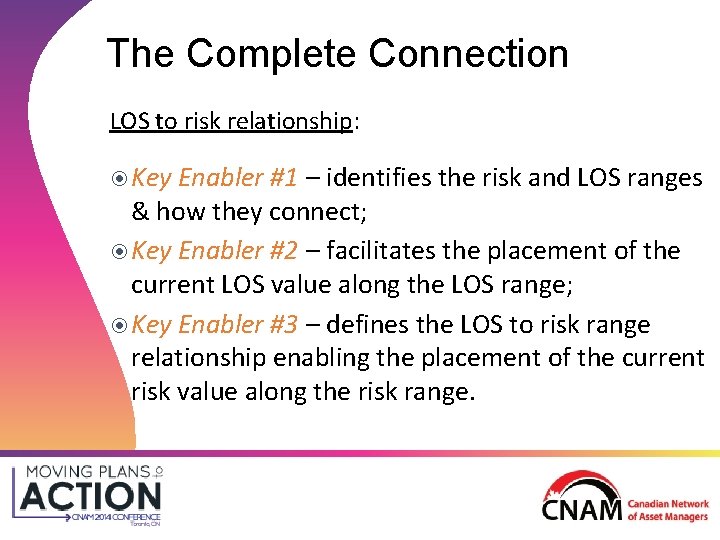 The Complete Connection LOS to risk relationship: Key Enabler #1 – identifies the risk