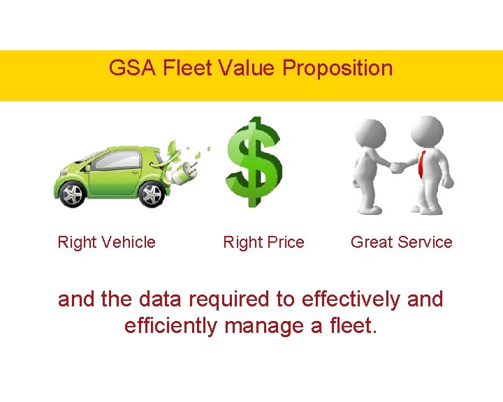 GSA Fleet Value Proposition Right Vehicle Right Price Great Service and the data required GSA Fleet Value Proposition Right Vehicle Right Price Great Service and the data required