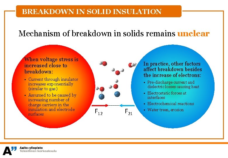 BREAKDOWN IN SOLID INSULATION Mechanism of breakdown in solids remains unclear When voltage stress