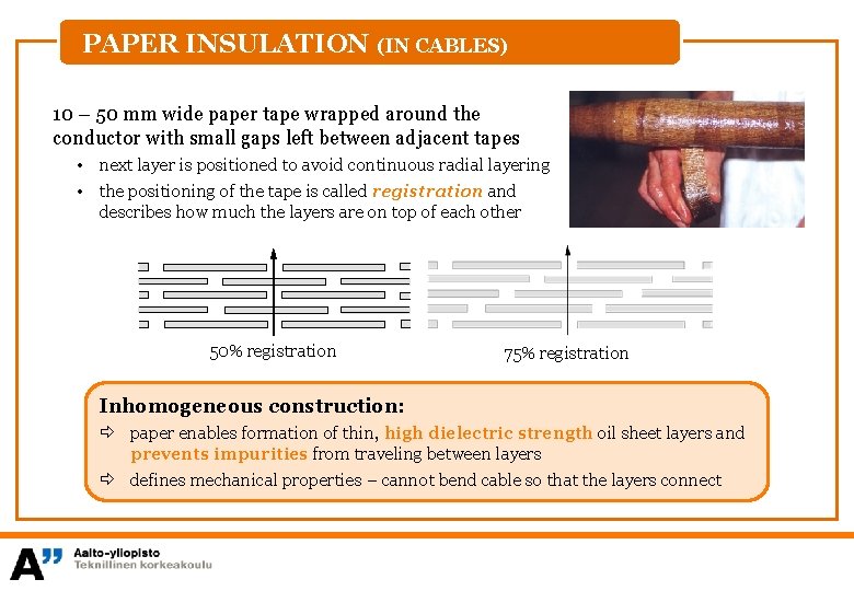 PAPER INSULATION (IN CABLES) 10 – 50 mm wide paper tape wrapped around the