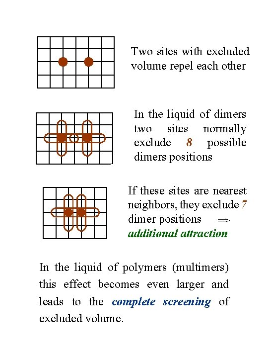 Two sites with excluded volume repel each other In the liquid of dimers two