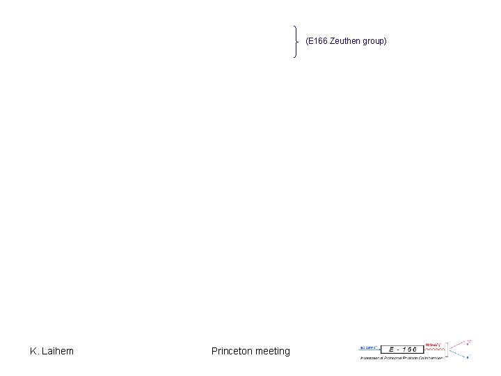 (E 166 Zeuthen group) K. Laihem Princeton meeting 