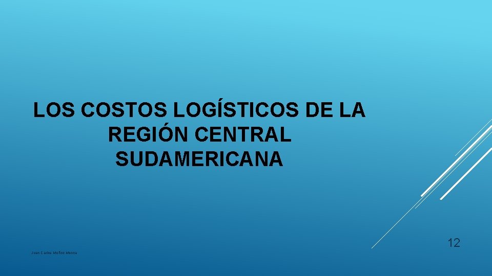 LOS COSTOS LOGÍSTICOS DE LA REGIÓN CENTRAL SUDAMERICANA 12 Juan Carlos Muñoz Menna 