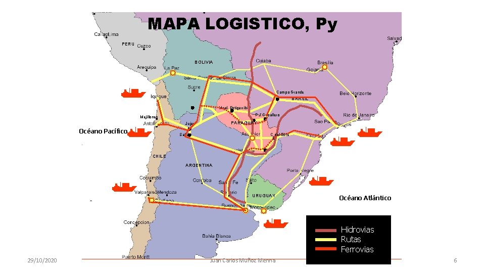 MAPA LOGISTICO, Py PERU BOLIVIA Campo Grande BRASIL . Mcal. Estigarribia P. J. Caballero