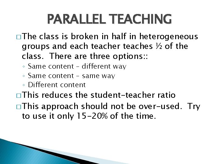 Parallel Teaching Example CoTeaching Basics and Strategies Where Did We Get