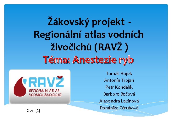 Žákovský projekt Regionální atlas vodních živočichů (RAVŽ ) Téma: Anestezie ryb Obr. [1] Tomáš