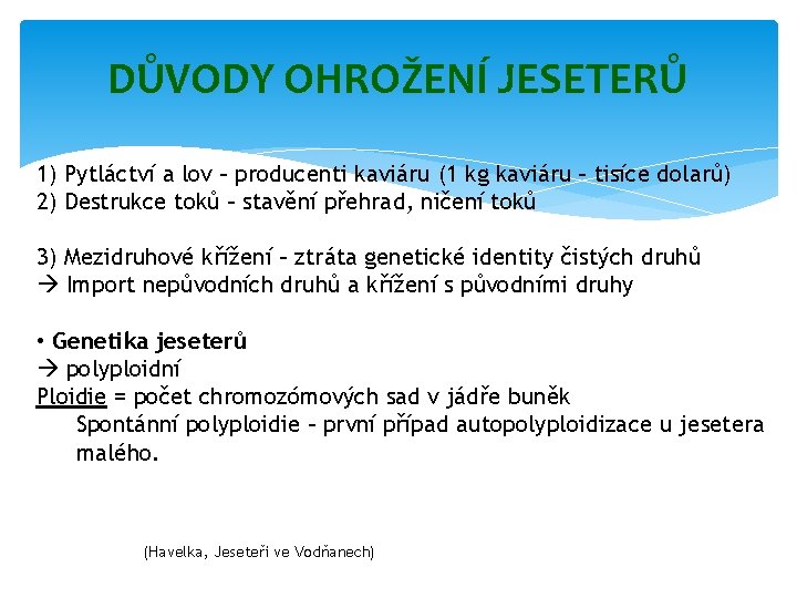 DŮVODY OHROŽENÍ JESETERŮ 1) Pytláctví a lov – producenti kaviáru (1 kg kaviáru –