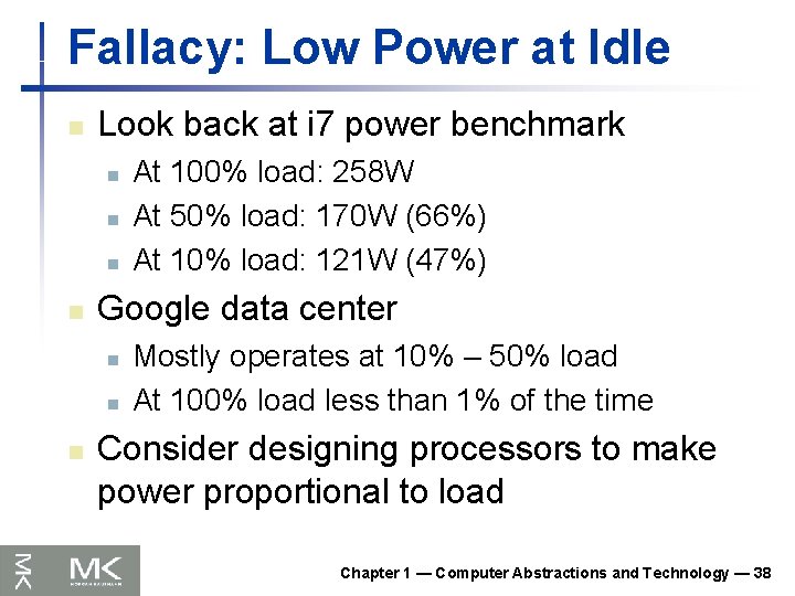 Fallacy: Low Power at Idle n Look back at i 7 power benchmark n Fallacy: Low Power at Idle n Look back at i 7 power benchmark n