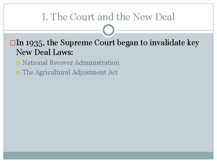 I. The Court and the New Deal �In 1935, the Supreme Court began to