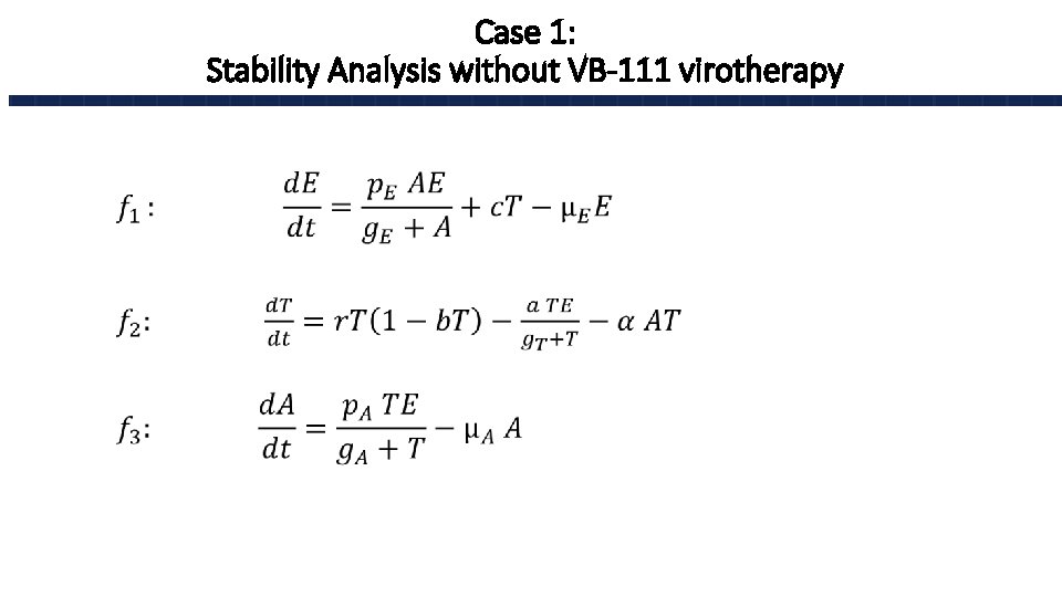 Case 1: Stability Analysis without VB-111 virotherapy • 