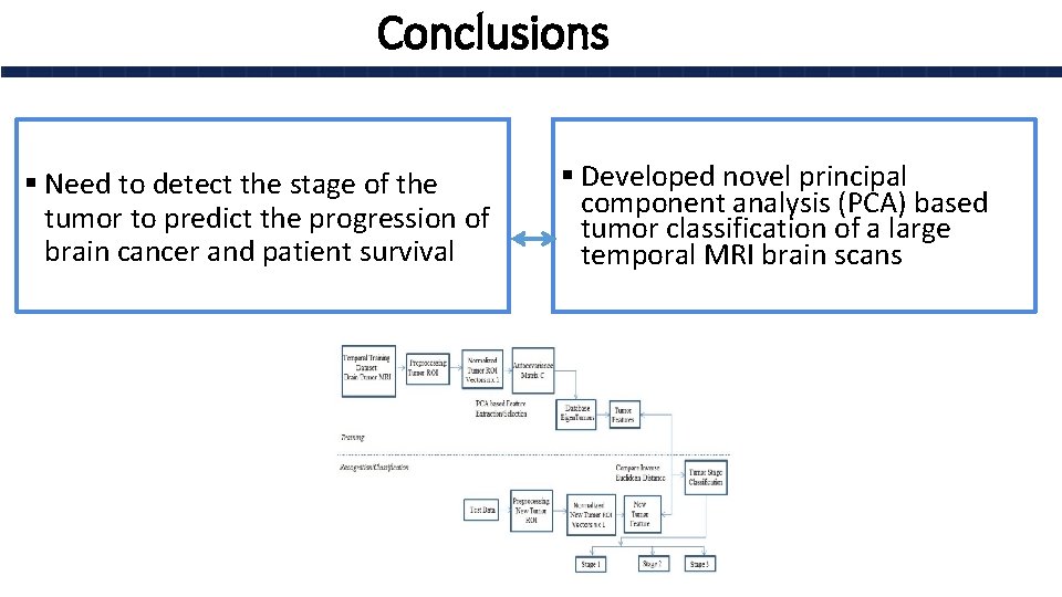 Conclusions § Need to detect the stage of the tumor to predict the progression