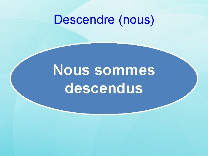 Descendre (nous) Nous sommes descendus 