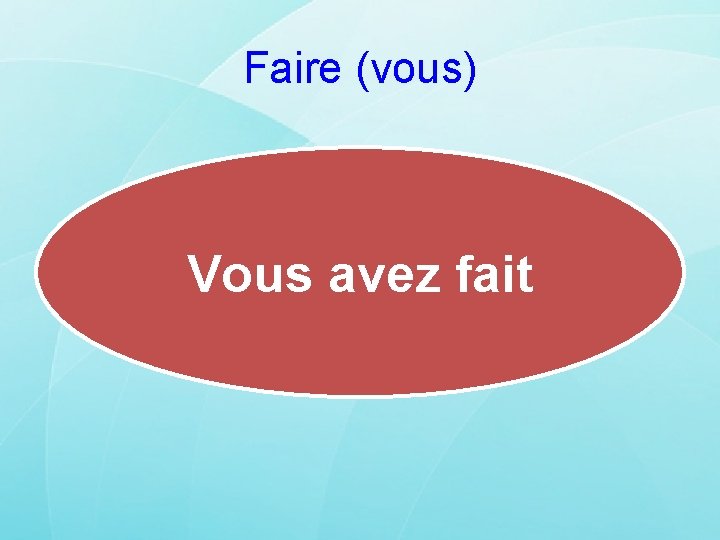 Faire (vous) Vous avez fait 